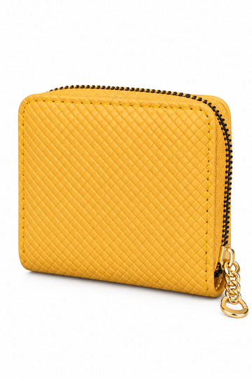 Luxe Weave Zip-Around Mini Wallet