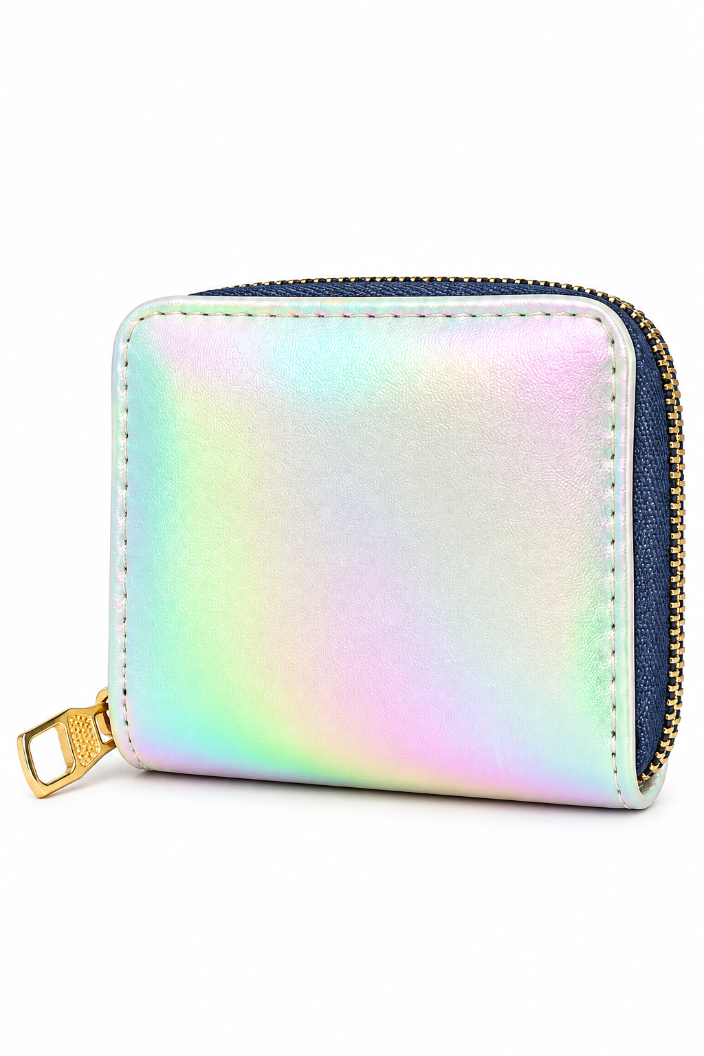 Holographic Pastel Compact Zip-Around Wallet