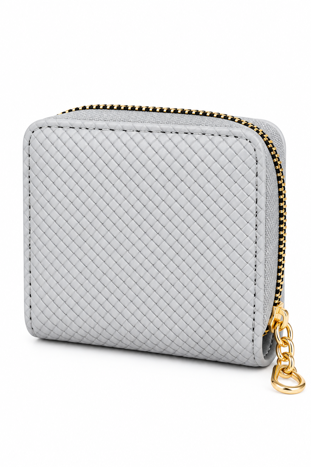 Luxe Weave Zip-Around Mini Wallet