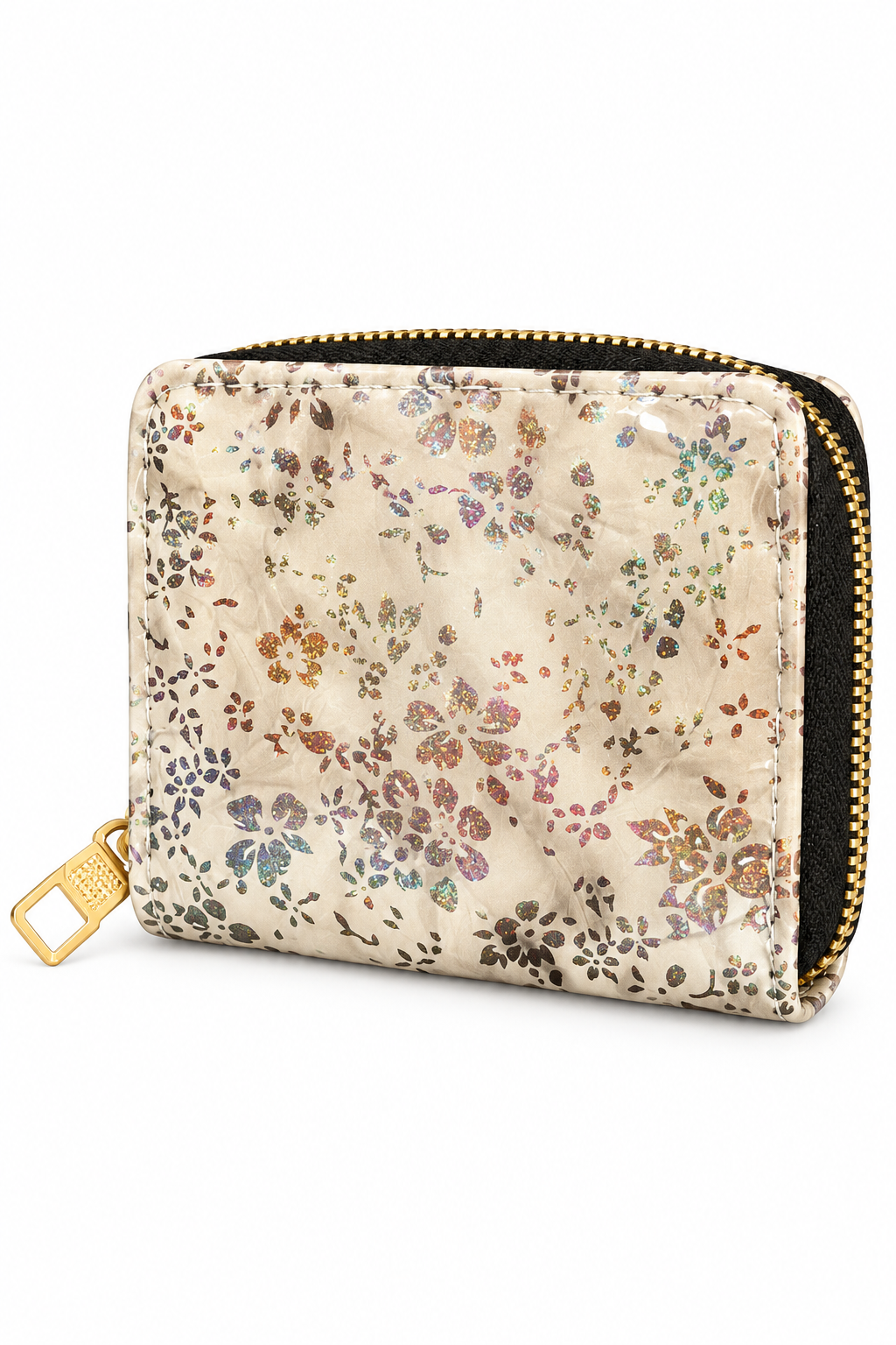 Pastel Floral Zip-Around Mini Wallet