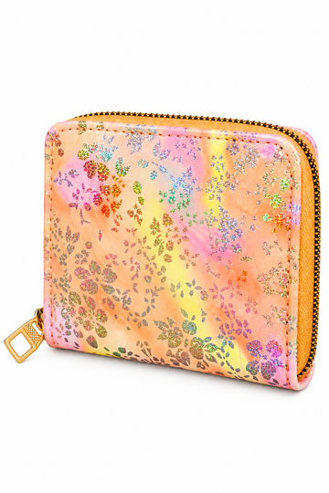 Pastel Floral Zip-Around Mini Wallet
