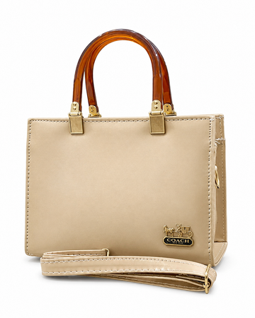 Glossy Structured Top Handle Bag