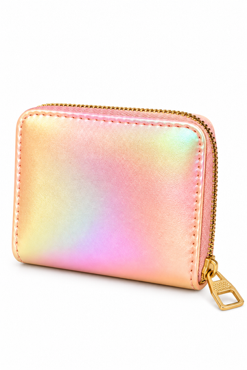 Holographic Pastel Compact Zip-Around Wallet