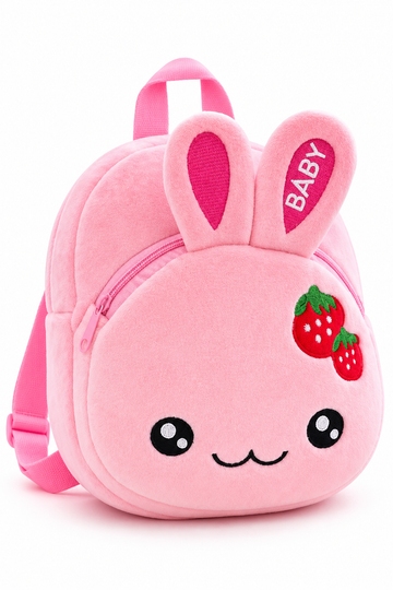 Cute Pink Bunny Plush Kids Backpack
