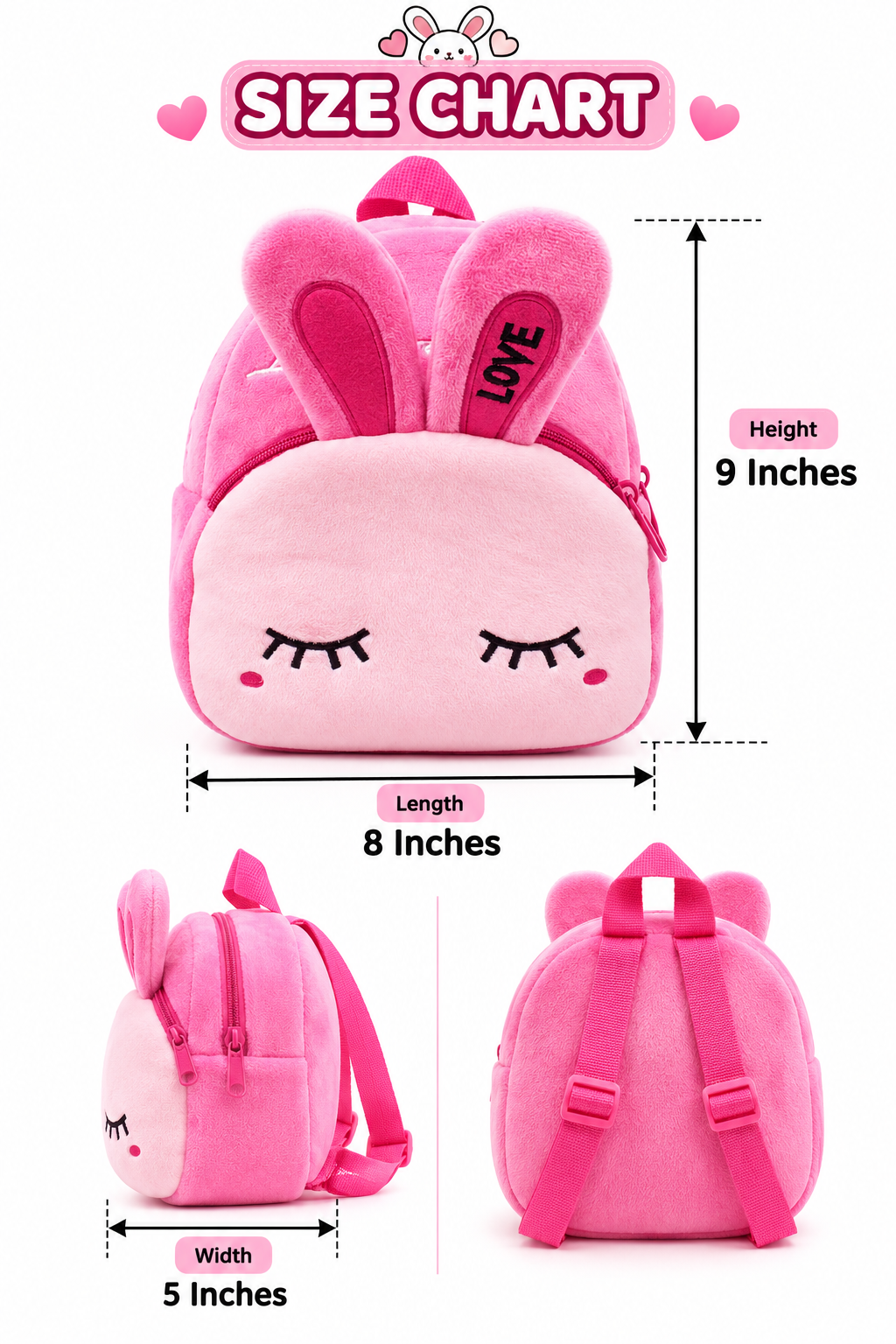 Cute Pink Bunny Plush Backpack