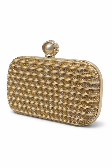 Zari Stripe Pearl Box Clutch