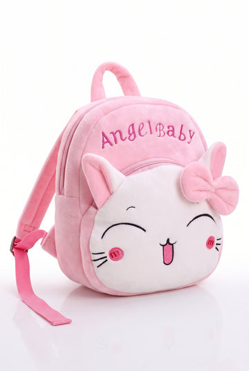 AngelBaby Cute Smiling Kitty Plush Mini Backpack