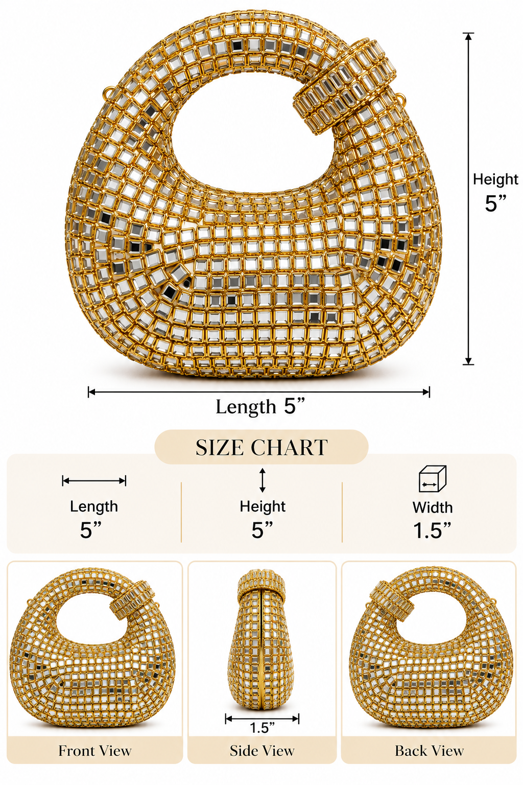 Golden Grid Luxe Clutch