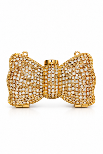 Luxury Gold Kundan Bow Mini Clutch