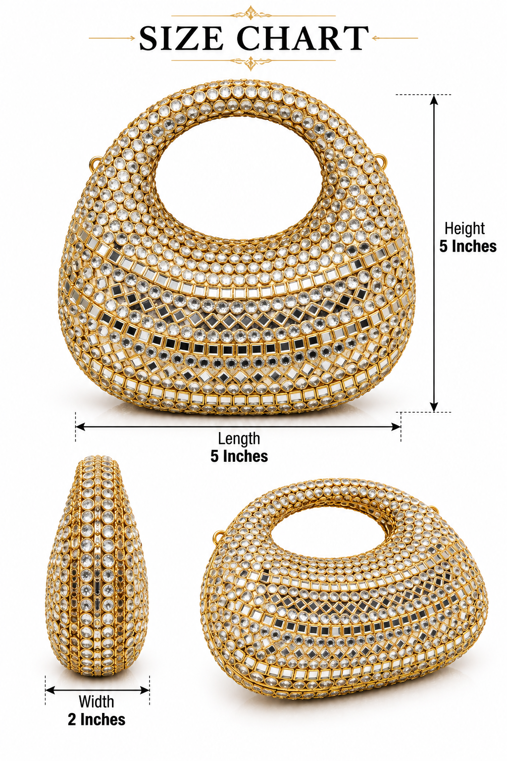 Golden Crystal Mosaic Clutch