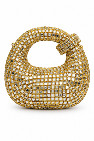 Golden Grid Luxe Clutch