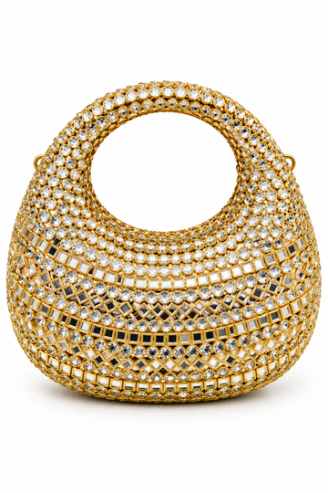 Golden Crystal Mosaic Clutch