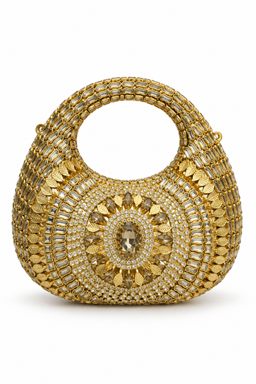 Golden Maharani Crystal Hoop Clutch