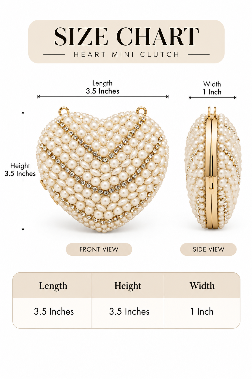 Pearl Heart Mini Clutch – Gold & Ivory
