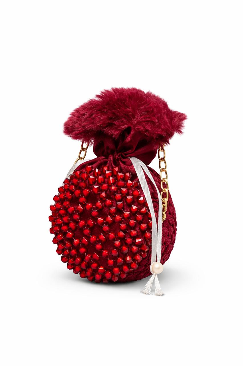 Flufy handal hand made moti kids bag