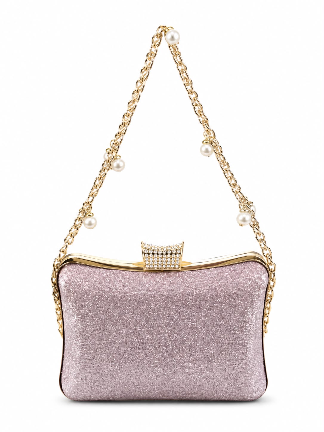 Pearl Chain Fancy Box Clutch