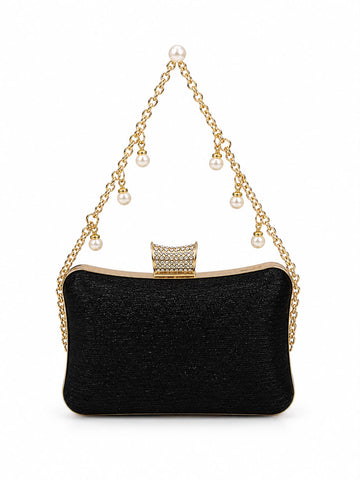 Pearl Chain Fancy Box Clutch