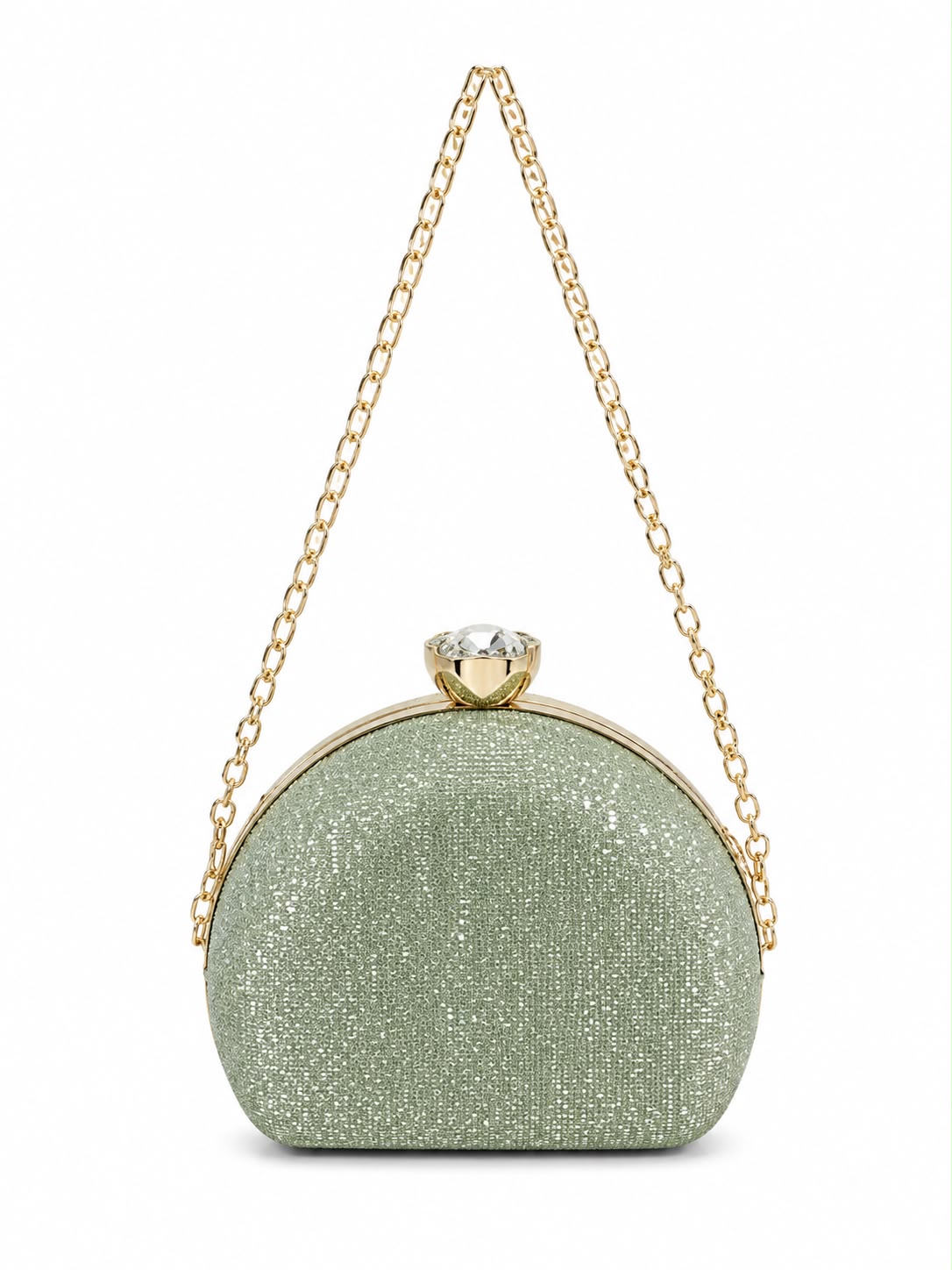 Luxury Round Crystal Clutch with Chain