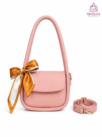 Bagsillia Chic Ribbon Saddle Shoulder Bag with Detachable Crossbody Strap