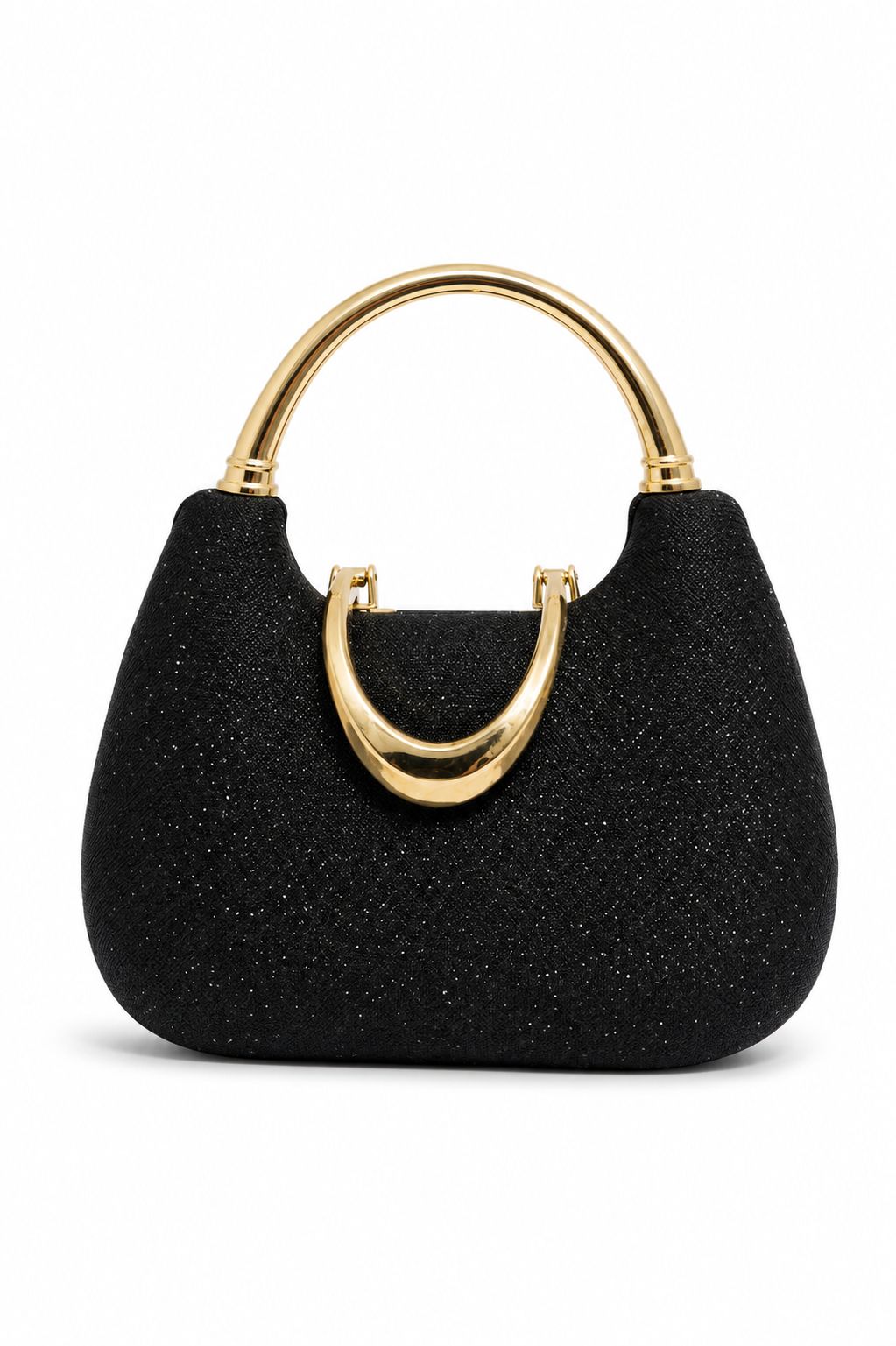 Glamour Shimmer Metallic Ring Handle Evening Clutch