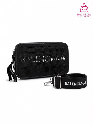 Rhinestone Crossbody Bag with Wide Strap