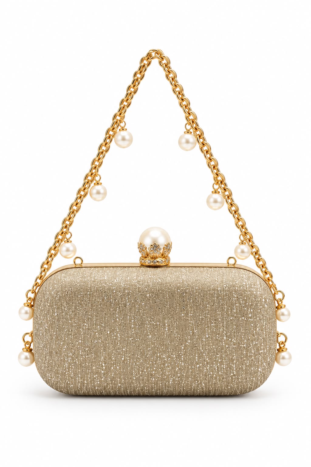 Luxury Pearl Charm Glitter Evening Clutch