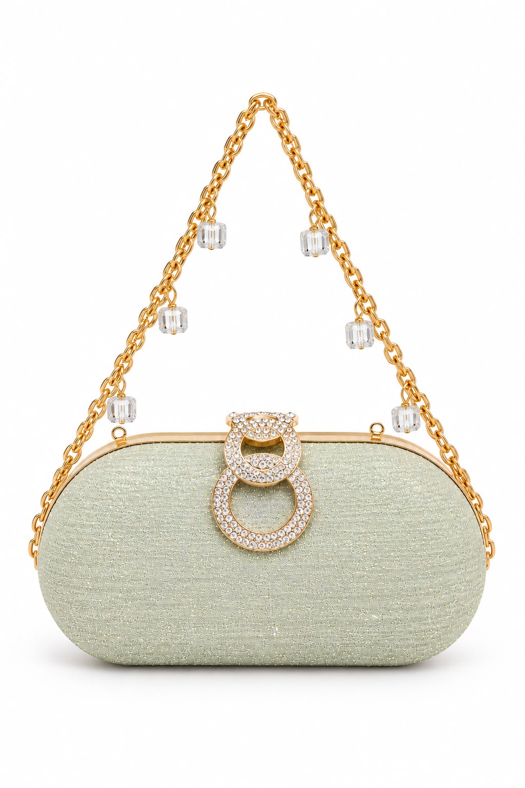Luxury Crystal Ring Handle Evening Clutch