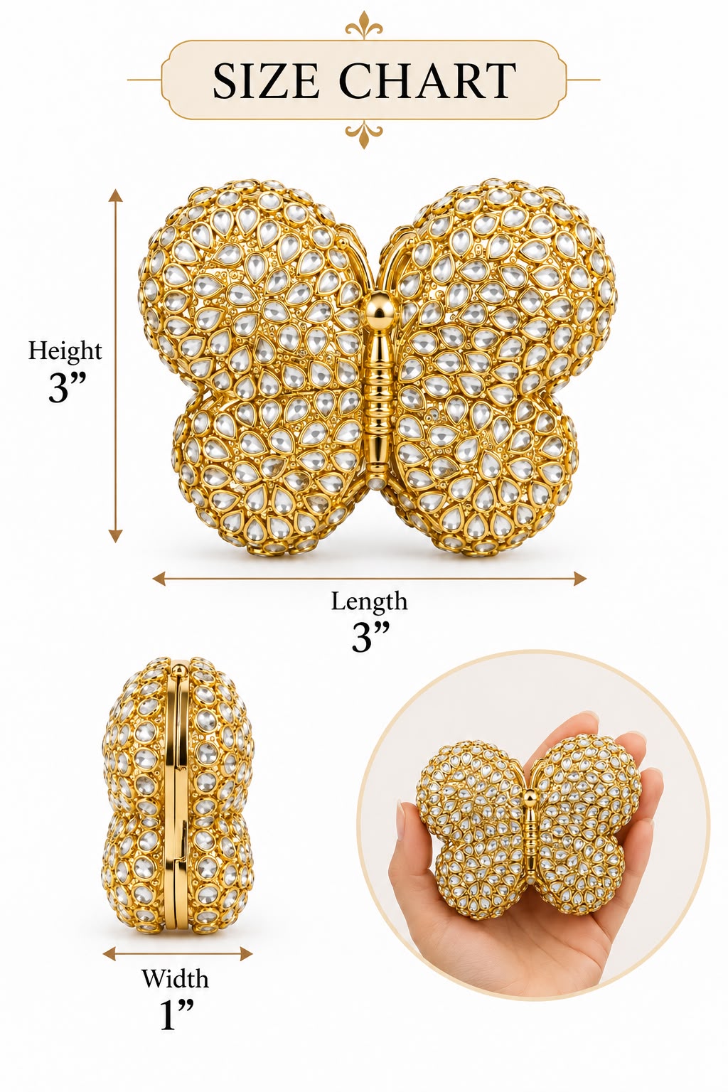 Golden Butterfly Kundan Mini Clutch