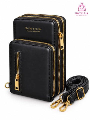 Luxe Double Zipper Crossbody Bag