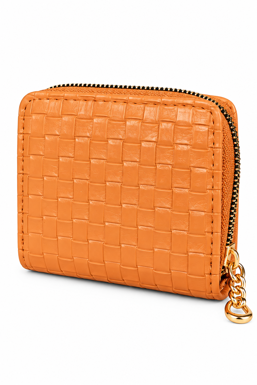 Woven Texture Compact Zip-Around Wallet