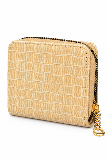 Woven Texture Compact Zip-Around Wallet