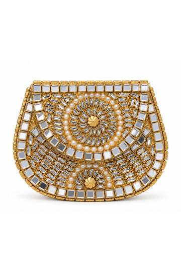 Golden Pearl Mosaic Clutch